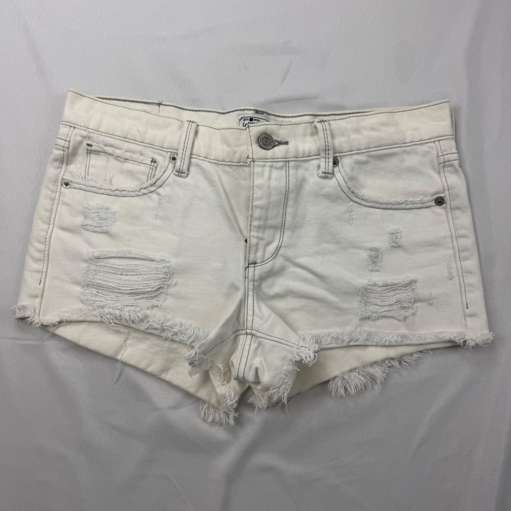 Lucky Brand The Cut Off Shorts Womens 2/26 White Distressed Frayed Denim 7WD1066